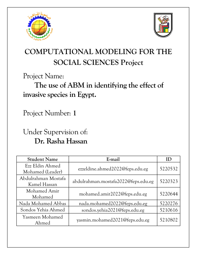ABM Report: Invasive Species Impact in Egypt